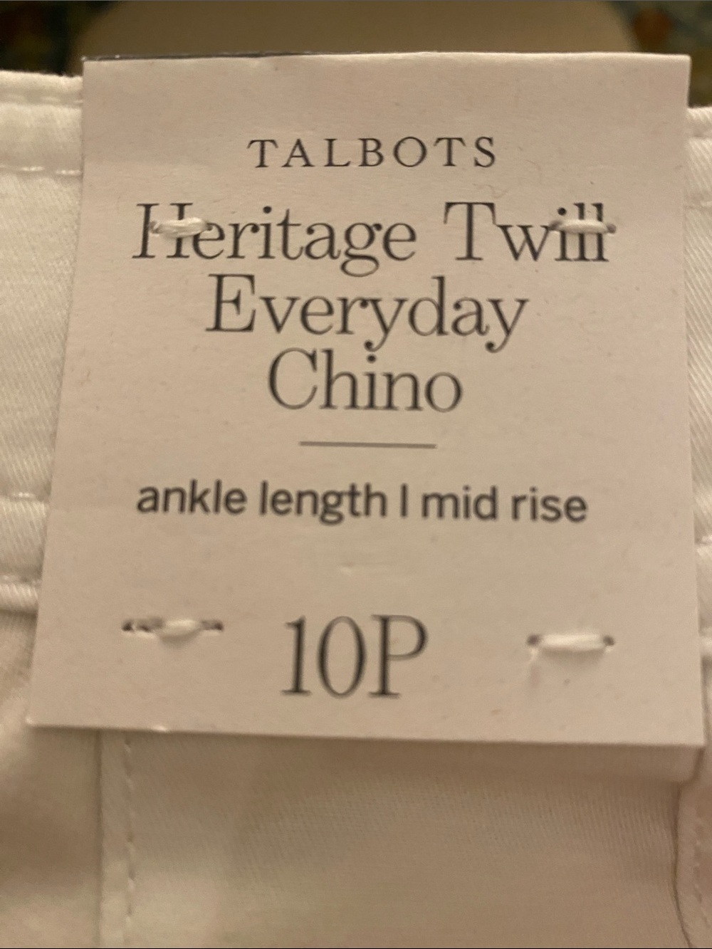 💐Talbot’s White Heritage Twill Everyday Chino’s • 10 Petite • NWT - Picture 4 of 6